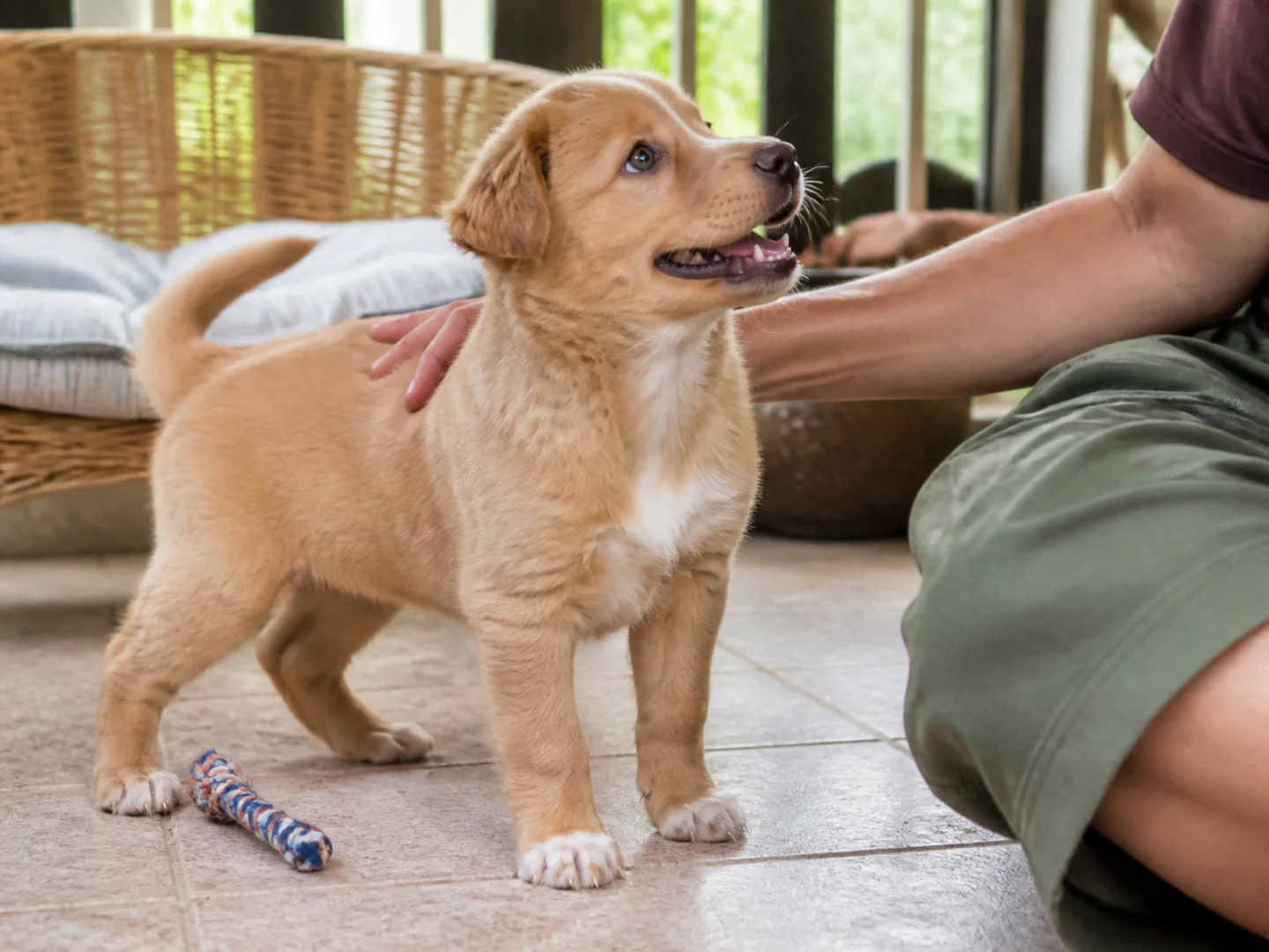 Illustrative image of a well-cared-for puppy receiving attentive handling